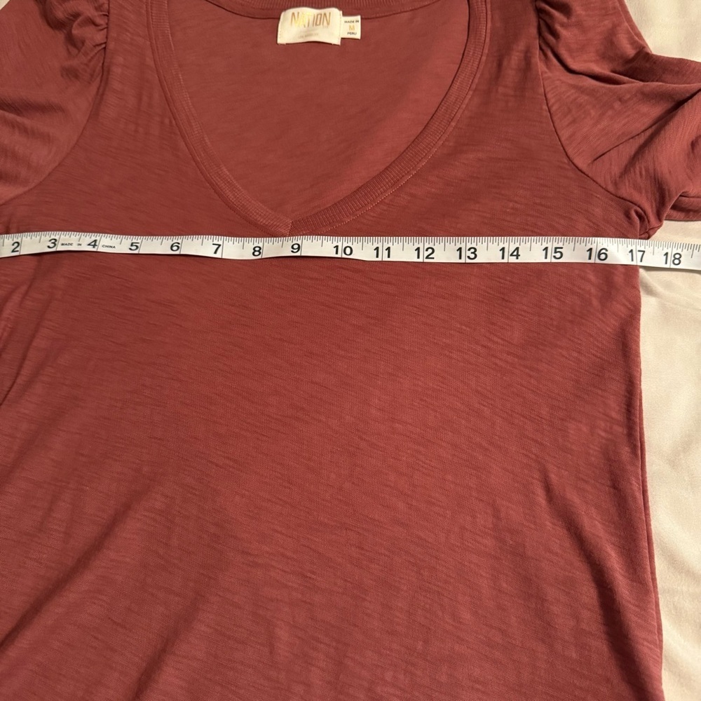 Anthropologie Nation LTD Emilia Rusted Rose V Neck Drama Puff Sleeve Top Size M - Picture 12 of 13